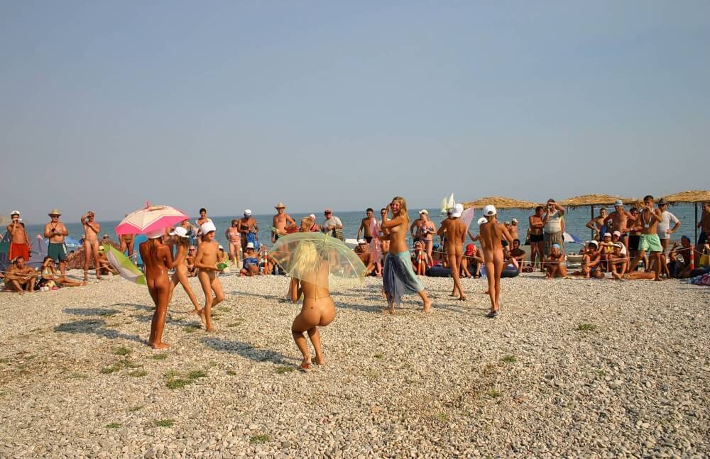 Ribbon and Umbrella Dance pics - Interaction with nature through naturism and nudism