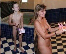 Naturists celebrates birthday photos - Ordinary people as naturists
